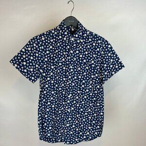 J.crew SS Button Down Indigo Floral Print Shirt, XS
